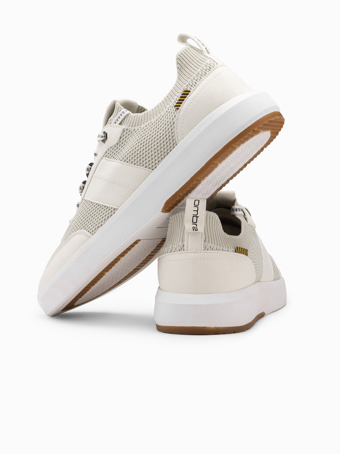 Pánské slip-on tenisky ze strukturované tkaniny - pískové V1 OM-FOSL-0154