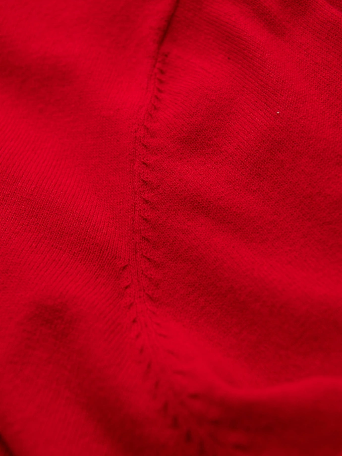 Men's sweater with a "v-neck" neckline with a shirt collar - red V4 OM-SWSW-0102