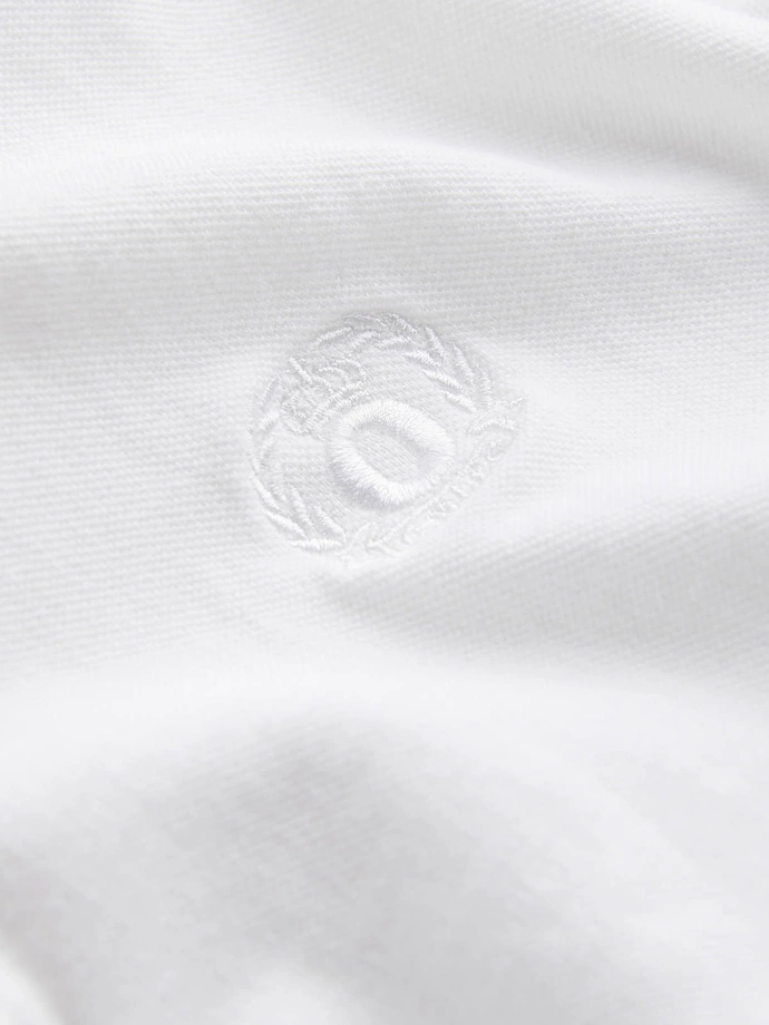 Men's pique knit polo shirt - white V4 S1374