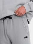 Men's sweatpants with ottoman fabric inserts - gray V5 OM-PASK-0127