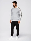 Men's sweatshirt with contrasting stripes and raglan sleeves - grey melange V2 OM-SSNZ-0200