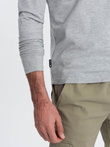BASIC men's longsleeve with round neckline - grey melange V3 OM-LSBL-0106