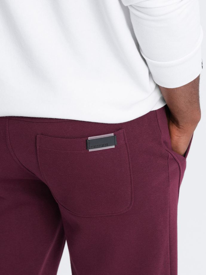 Pánske bavlnené tepláky BASIC joggers - bordová V3 OM-PABS-0174