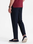 Pantaloni chino pentru bărbați cu talie elastică SLIM FIT - albastru marin V3 OM-PACP-0157