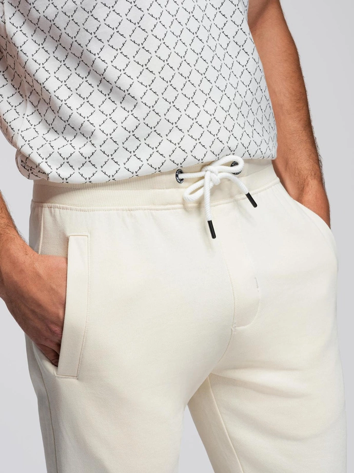 Men's sweatpants with unlined leg - cream V11 OM-PABS-0206