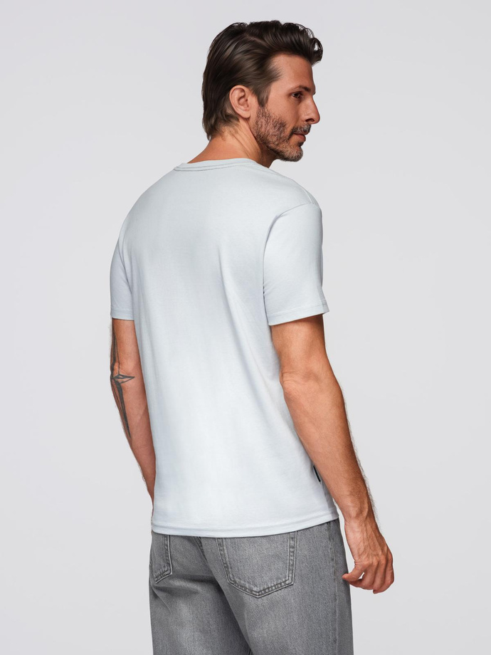 BASIC men's classic cotton tee-shirt with a crew neckline - light grey V23 OM-TSBS-0237