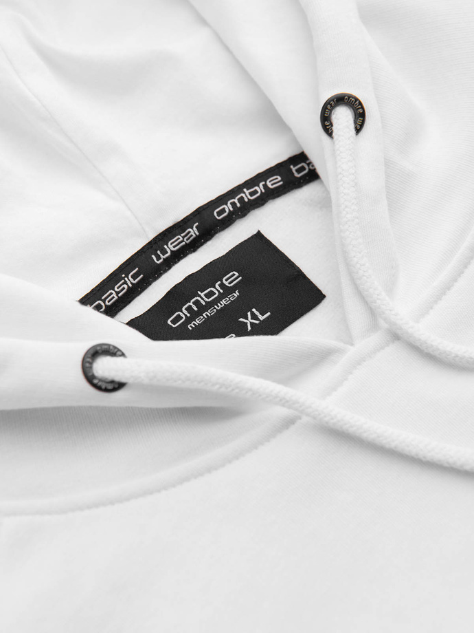 Pánska mikina s potlačou HOODIE - biela V1 OM-SSPS-0152