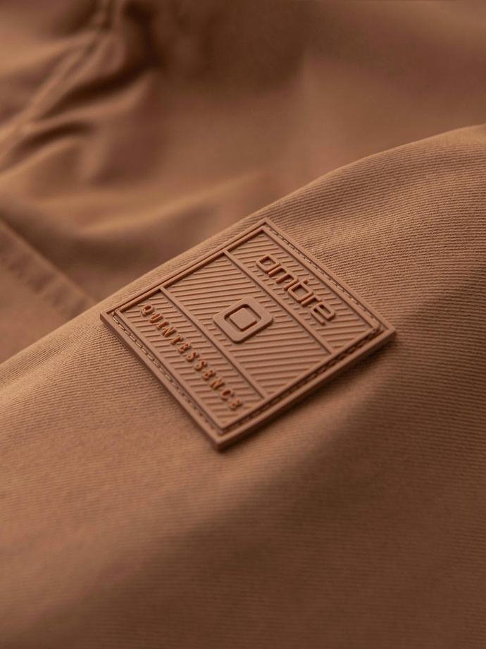 Men's lightweight jacket with pockets and high collar - brown V5 OM-JALP-0167