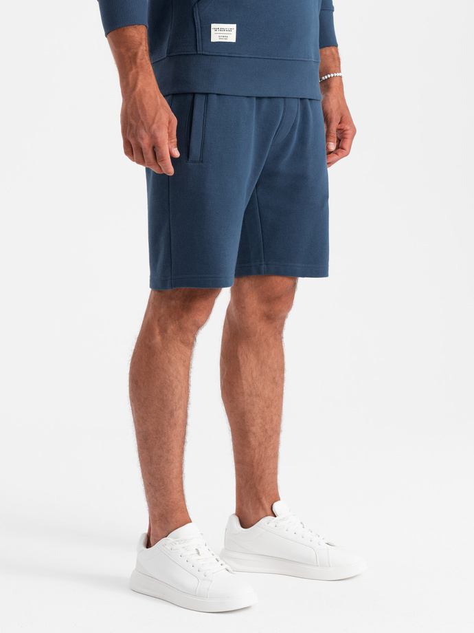 Men's sweatshirt set kangaroo sweatshirt + shorts - dark blue V4 Z75