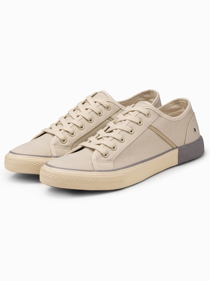 Classic men's sneakers with rivets - cream V2 OM-FOTL-0147