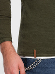Men's cotton sweater with round neckline - dark olive V7 OM-SWSW-0103