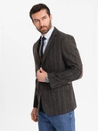 Blazer bărbătesc elegant din amestec de lână - grafit V3 OM-BLZB-0137