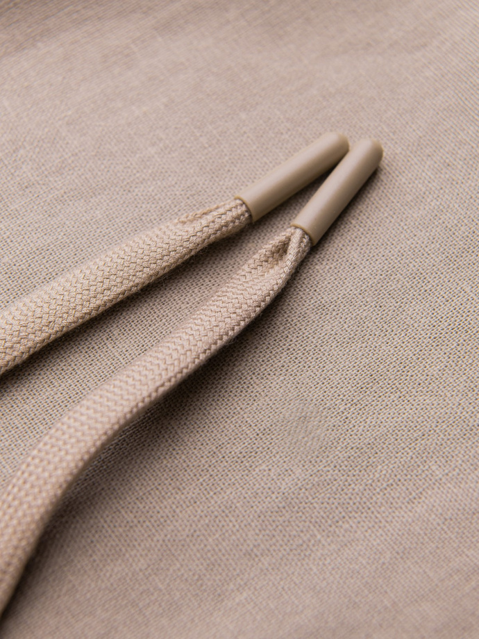 Men's linen blend rolled up chino pants - light brown V3 OM-PACP-0198