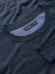 BASIC vyriškas klasikinis džemperis iš viskozės su apvalia iškirpte - tamsiai mėlynas melanžas V16 OM-SWBS-0106
