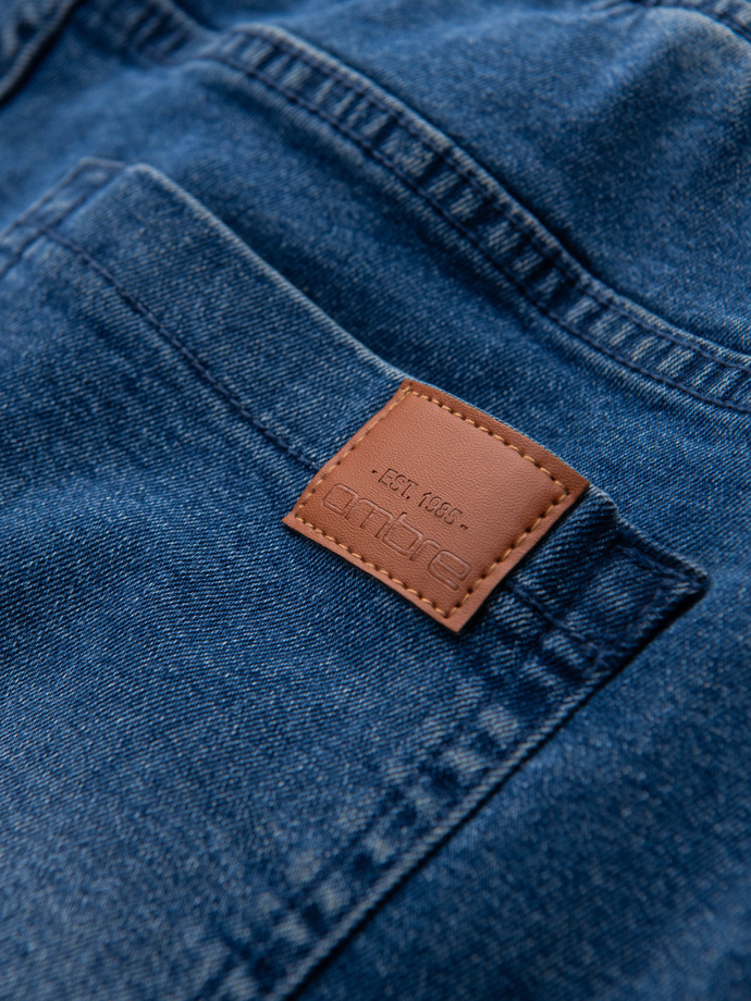 Men's wash-effect denim JOGGERS pants - blue V2 OM-PADJ-0267