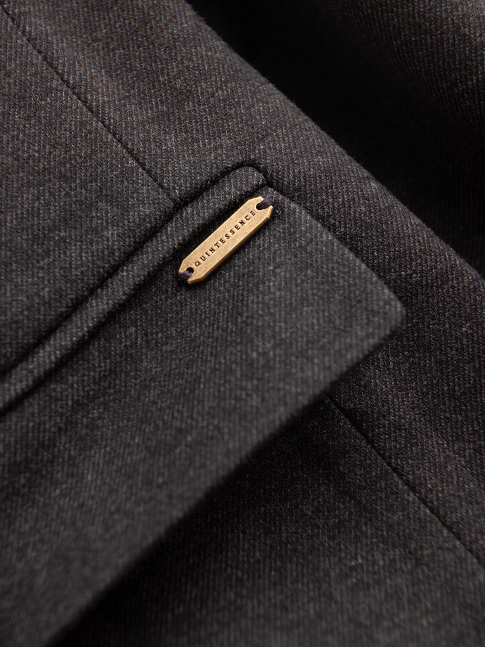 Men's melange rayon jacket with stand-up collar - black melange V5 OM-BLZB-0131