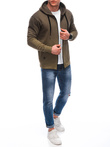 OM-SSWS-0127 men's unbuttoned hooded sweatshirt - olive V2
