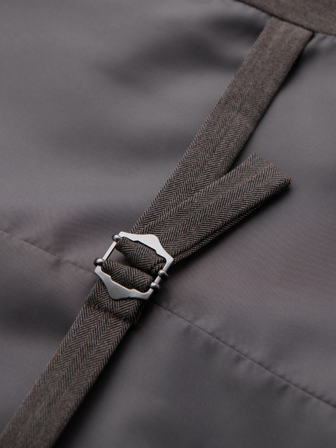 Pánská elegantní vesta SLIM FIT ve tvaru rybí kosti - grafitová V2 OM-BLZV-0143