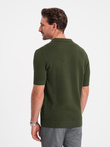 Tricou polo structurat pentru bărbați - olive V1 OM-POSS-0117