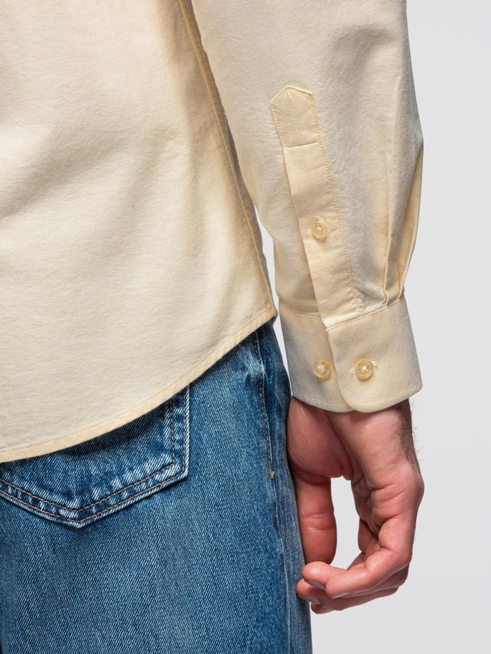 Cămașă oxford elegantă pentru bărbați cu broderie și buzunar - albastru V1 OM-SHOS-0173