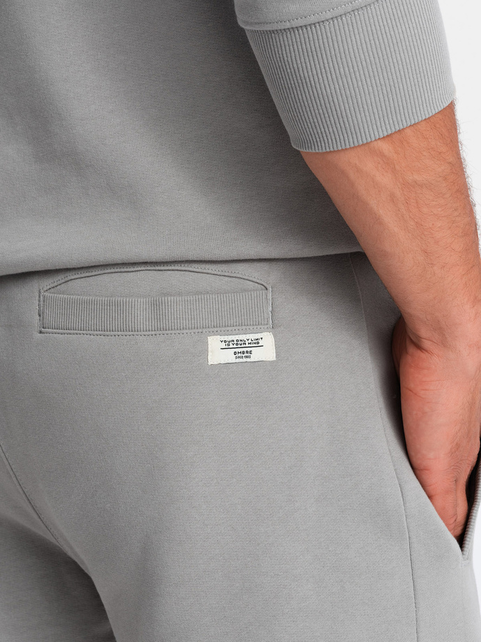 Men's sweatshirt set kangaroo sweatshirt + shorts - gray V8 Z75