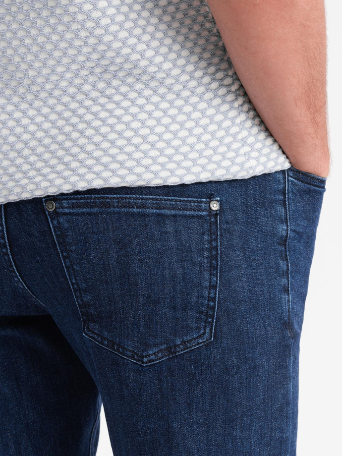 Classic men's SLIM FIT jeans with elastane - dark blue V3 OM-PADP-0216