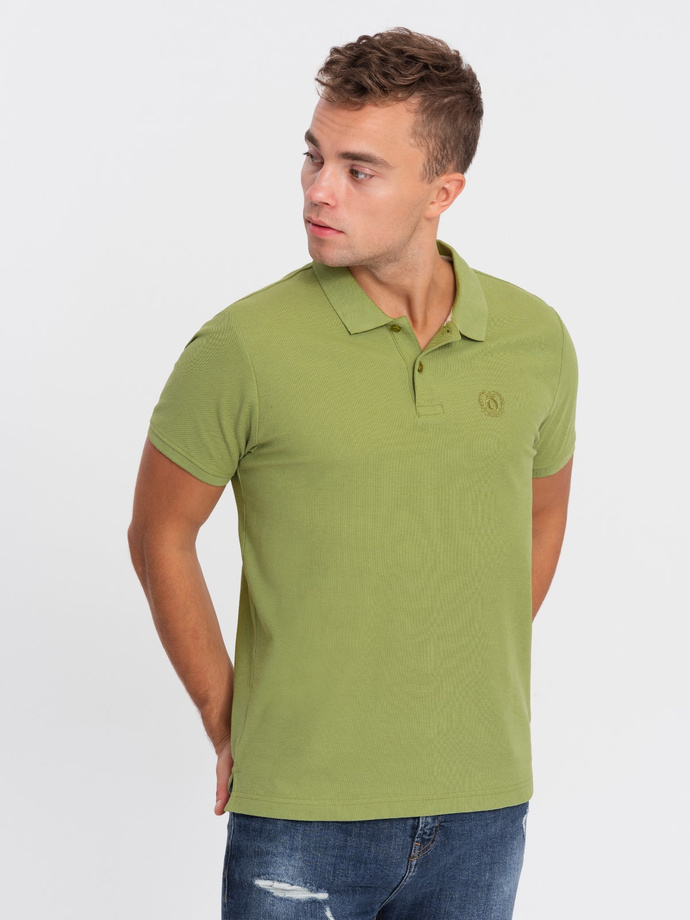 Tricou polo bărbătesc din tricot piqué - olive V21 S1374