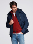 Men's winter jacket with detachable hood made of waterproof material - navy blue V1 OM-JAHP-0306