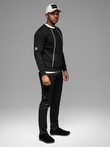 Men's sweatshirt with decorative front zips - black V1 OM-SSNZ-0187