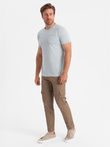 Tricou bărbătesc din bumbac cu buzunar - gri deschis V10 OM-TSPT-0154