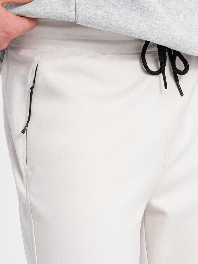 Men's sweatpants joggers on elastic with stitching - white V4 OM-PASK-0142