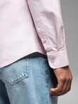 Pánská pastelová bavlněná košile oxford - světle růžová V1 OM-SHOS-0183