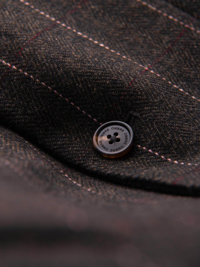 Men's elegant plaid blazer with wool blend - graphite V3 OM-BLZB-0137