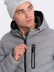 Pánská prošívaná sportovní bunda - šedá V5 OM-JALP-0118