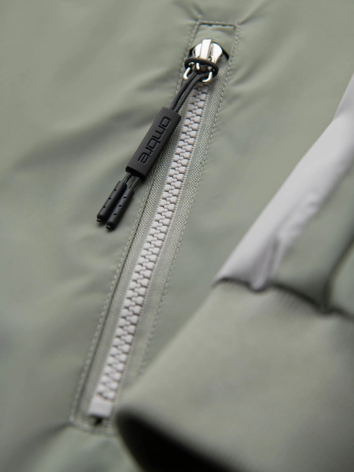 Men's contrast hooded windbreaker jacket - olive-gray V3 OM-JANP-0228