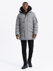 Outdoorová dlouhá pánská bunda parka - šedá V2 OM-JALJ-0201