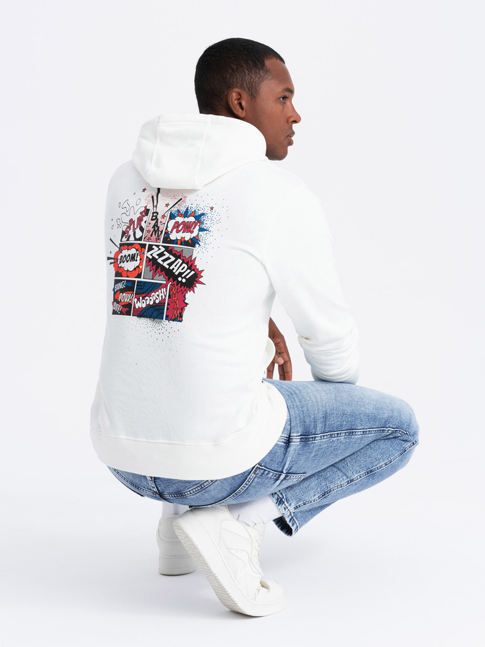 Vyriškas džemperis su gobtuvu - ecru B1357