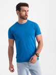 Tricou clasic BASIC din bumbac pentru bărbați - albastru V12 OM-TSBS-0146