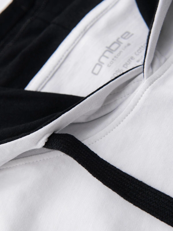 Men's hooded cotton t-shirt - white V1 OM-TSCT-0256