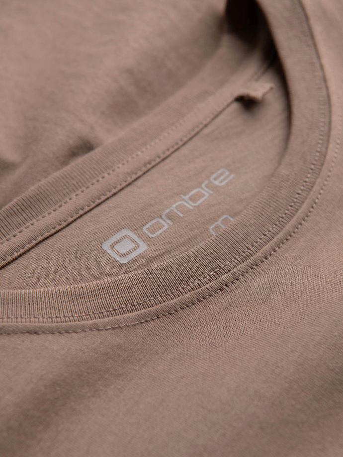 Tricou bărbătesc din bumbac imprimat - maro deschis V2 OM-TSPT-0166