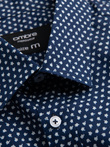 Men's fine pattern SLIM FIT shirt - navy blue V1 OM-SHCS-0140