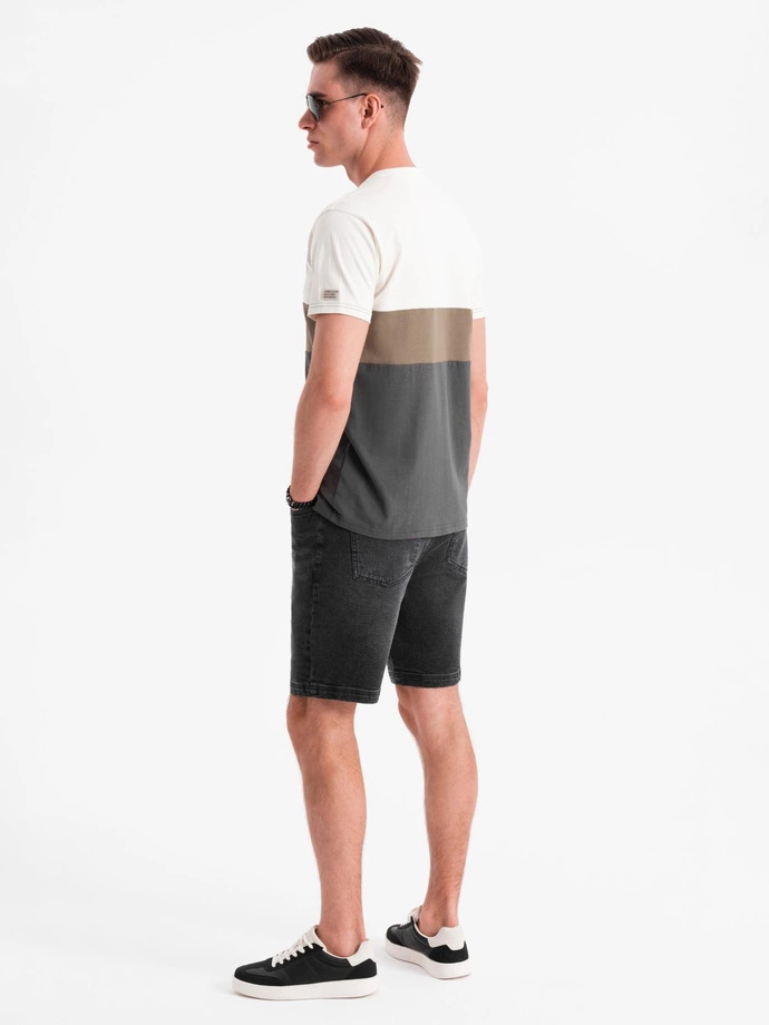 Pánské šortky s elastickým pasem a pracím efektem - černé V4 OM-SRDS-0192