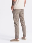 Men's JOGGER pants with zippered cargo pockets - beige V2 OM-PAJO-0123