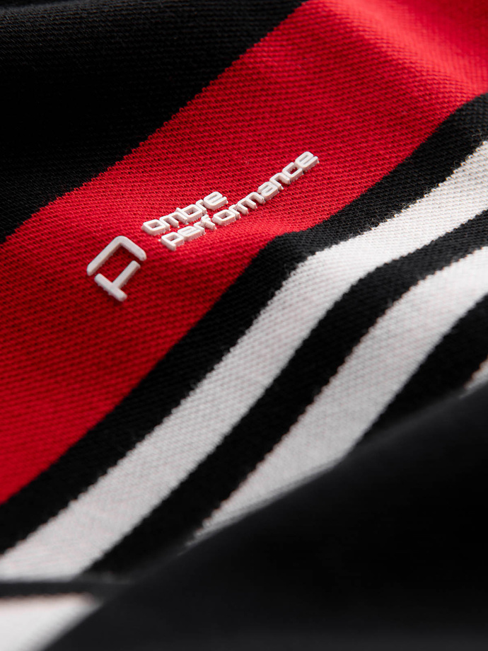 Tricou polo pentru bărbați cu dungi în două tonuri - negru V2 OM-POSS-0127