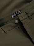 Pánské kalhoty REGULAR z tkaniny s nákladními kapsami - tmavě olivově zelené V1 OM-PACG-0178