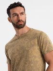 Men's patterned cotton short-sleeved T-shirt - olive V3 OM-TSFP-0223