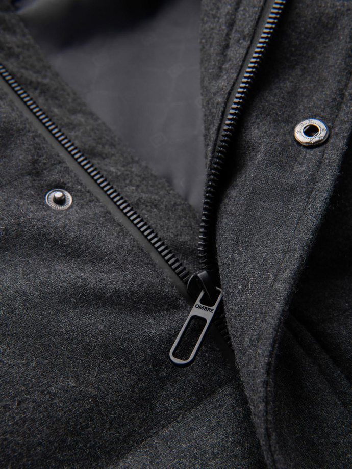 Men's lightweight jacket with mesh lining and hood - black V2 OM-JAHP-0203