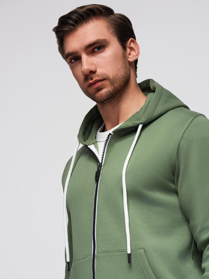 BASIC men's unbuttoned hooded sweatshirt - green V3 OM-SSBZ-0178