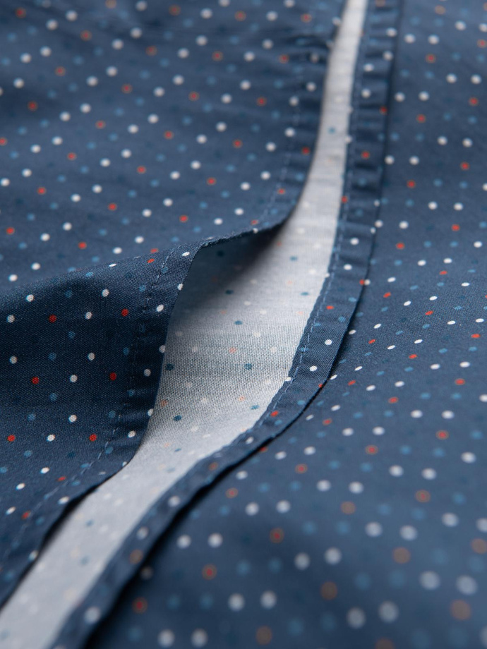 Pánská bavlněná vzorovaná košile SLIM FIT - modrá V4 OM-SHCS-0151