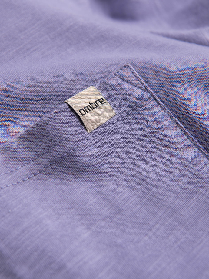 Vyriški trikotažiniai marškinėliai su kišenėmis - violetiniai V1 S1621